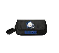 LKY STAR Anime Blue Lock Pencil Case Cartoon Design for Boys Girls, Black Canvas Pencil Pouch with Character Designs, Multi-Compartment Storage Pouch, 25 x 20 x 12 cm