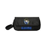LKY STAR Anime Blue Lock Pencil Case Cartoon Design for Boys Girls, Black Canvas Pencil Pouch with Character Designs, Multi-Compartment Storage Pouch, 25 x 20 x 12 cm