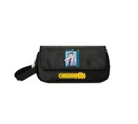 LKY STAR Anime Chainsaw Man Pencil Case Cartoon Design for Boys Girls, Black Canvas Pencil Pouch with Character Designs, Multi-Compartment Storage Pouch,10 x 20 x 6.5 cm