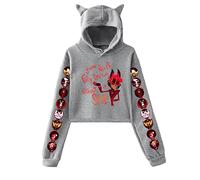 LKY STAR Anime Hazbin Hotel Sweatshirts for Women Girl Angel Dust/Alastor Cosplay Hoodies Cute Cat Ear Pullover Tops