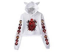 LKY STAR Anime Hazbin Hotel Sweatshirts for Women Girl Angel Dust/Alastor Cosplay Hoodies Cute Cat Ear Pullover Tops