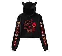 LKY STAR Anime Hazbin Hotel Sweatshirts for Women Girl Angel Dust/Alastor Cosplay Hoodies Cute Cat Ear Pullover Tops