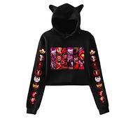 LKY STAR Anime Hazbin Hotel Sweatshirts for Women Girl Angel Dust/Alastor Cosplay Hoodies Cute Cat Ear Pullover Tops