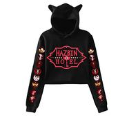 LKY STAR Anime Hazbin Hotel Sweatshirts for Women Girl Angel Dust/Alastor Cosplay Hoodies Cute Cat Ear Pullover Tops
