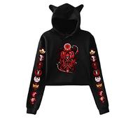LKY STAR Anime Hazbin Hotel Sweatshirts for Women Girl Angel Dust/Alastor Cosplay Hoodies Cute Cat Ear Pullover Tops