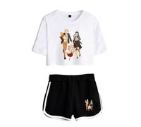 LKY STAR Anime Spy x Family Merch T-Shirts and Short Set Anya Loid Yor Forge Cosplay Crop Top and Pants 2pcs for Women Girls