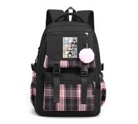 LKY STAR Girls' School Backpacks Spy x Family Teenagers Bookbags Elementary School Bags for Travel Outing with Plush Pendant and Cute Badge