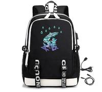 LKY STAR Hazbin Hotel Backpacks Man Woman Casual Daypacks with USB Charging Port and Headphone Jack,Boy Girl School Bags