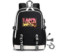 LKY STAR Hazbin Hotel Backpacks Man Woman Casual Daypacks with USB Charging Port and Headphone Jack,Boy Girl School Bags