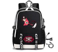 LKY STAR Hazbin Hotel Backpacks Man Woman Casual Daypacks with USB Charging Port and Headphone Jack,Boy Girl School Bags