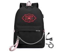 LKY STAR Hazbin Hotel Merch Boy Girl Backpacks with USB Charging Port and Headphone Jack School Bag,Large Capacity Daypack for Teenagers