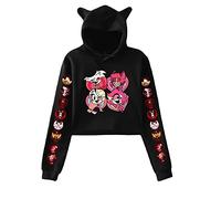 LKY STAR Hazbin Hotel Merch Hoodies Cute Cat Ear Sweatshirts Cartoon Printed Casual Pullover High-Waisted and Navel Grazing Jumpe
