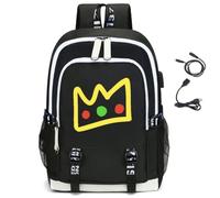 LKY STAR Ranboo My Beloved Merch School Backpack College Bookbag Casual Travel Daypack Fits 15.6" Laptop with USB Charging Port for Student Girl Boy Woman (Black.2)
