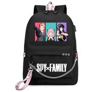 LKY STAR Spy x Family Merch Boy Girl Backpacks with USB Charging Port and Headphone Jack School Bag,Large Capacity Daypack for Teenagers