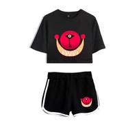 LKY STAR Women Girls T-shirts and Shorts Set Hazbin Hotel Merch Charlie Morningstar Vaggie Casual Crop Top and Shorts Summer Streetwear 2pcs