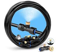 LKYJD Misting Cooling System, Pre-Assembled Misting Kit, Misting Line + Brass Mist Nozzles + a Brass Adapter(3/4"), Outdoor Mister for Patio Garden Greenhouse(50FT(15m))