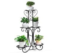 LKYLGYU Metal Plant Stand, 3 Tiered 5 Potted Tall Flower Pot Rack Holder for Indoor Outdoor Home Patio Balcony Garden,One Size,Black