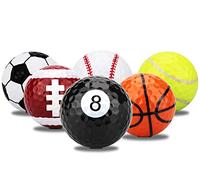 LL-Golf® Set of 6 sports golf balls in football, basketball, baseball, billiard, amercian football and tennis design/golf present gift