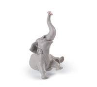 LLADRÓ Baby Elephant With Pink Flower Figurine. Porcelain Figure Figure.