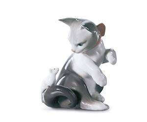 LLADRÓ Cat And Mouse Figurine. Porcelain Figure Figure.