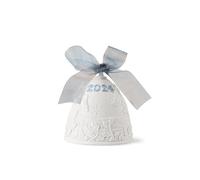 LLADRÓ Christmas Bell Year 2024 Blue. Decorative Ornament in Matte Porcelain with Blue Details. Porcelain Christmas Bell