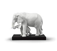 LLADRÓ Leading The Way Elephants White Sculpture. Porcelain Sculpture Figure.