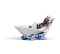 LLADRÓ Little Stowaway Dog Figurine. Porcelain Figure Figure.