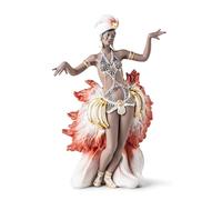 LLADRÓ Matte Porcelain Woman Figure Ebony Goddess. Sculpture Representing a Cabaret Dancer