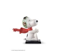 LLADRÓ Snoopy Flying Ace Figure in Satin Porcelain. Sculpture that Faithfully Represents the Popular Character from the Peanuts Comics