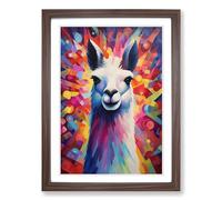 Llama Abstract No.2 Framed Print | A2 Walnut Framed Wall Art | Ready to Hang | Abstract Animal Picture | Living Room Bedroom Lounge Office