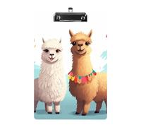 Llama Alpaca Acrylic Clipboard A4 Letter Size Standard Clipboard with Metal Profile Clip, Hanging File Holder for Teacher, Social Worker, Office Supplies 8.5 X 12.5 Inch