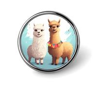 Llama Alpaca Badges Pin, Personalized Exquisite Round Badge, 1 Inch Button Pins for Women And Men, Decorative Metal Round Brooch for Clothing, Backpacks, And Hats