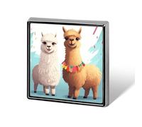 Llama Alpaca Brooch Pin Cute Button Badge Aluminum Alloy Button Pins Rectangle Lapel Pin Elegant Memorial Pins Square Brooches for Clothing Backpack Jackets Decoration