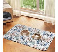 Llama Alpaca Cactus Absorbent Leather Pet Tablecloth Non-Slip Dining Pad For Puppy Kitten Food Water Bowls
