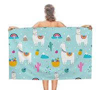 Llama Alpaca Cactus Beach Towel Oversized Lightweight Bath Towels Quick Dry Sand Free Towels for Travel Sports