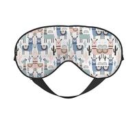 Llama Alpaca Cactus Double Sided Sleep Mask Soft Comfortable Light Blocking Eye Cover for Night Rest