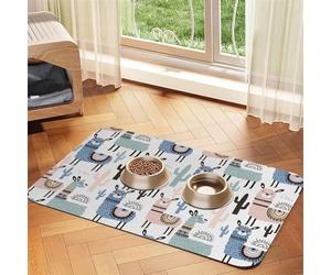 Llama Alpaca Cactus Durable Pet Absorbent Tablecloth Non-Slip Dining Pad For Dog Cat Food Water Bowls Feeder Mat