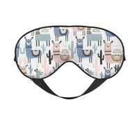 Llama Alpaca Cactus Eye Mask Sleep Mask for Men & Women Mask for Sleep with Easy Adjustable Strap Night Eye Cover for Travel