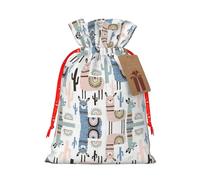 Llama Alpaca Cactus Hemp Bundle Gift Bag,Christmas Bags Holiday Wrapping Bag For Christmas Party