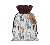 Llama Alpaca Cactus Print Christmas Drawstring Gift Bags,Gifts Wrapping Bag for Xmas Birthday Holiday Party