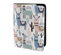 Llama Alpaca Cactus Print Passport Holder for Travel,Wallet Case RFID Blocking Leather Card Slot Protector