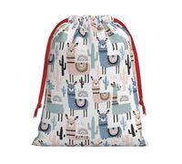 Llama Alpaca Cactus Print Present Bag, Reusable Organizer For Holiday Celebrations, Xmas Party Favors