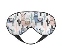 Llama Alpaca Cactus Print Silk Sleep Mask with Adjustable Buckle Stylish Eye Mask for Women Travel Nap Shift Work Office