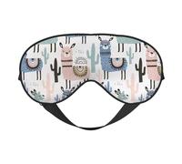 Llama Alpaca Cactus Print Soft Eye Mask Lightweight Sleep Aid Breathable Blackout Travel Nap Yoga Meditation
