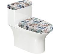 Llama Alpaca Cactus Print Toilet Lid Cover Set of 2 Pieces Washable Stretch Universal Fits for Home Decoration