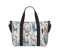 Llama Alpaca Cactus Print Weekender Bag Sport Gym Bag Women Men Hospital Bag Personal Travel Bag Carryon Bag, Black, One Size, Black, One Size