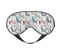 Llama Alpaca Cactus Reversible Eye Mask Double Sided Blackout Mask Adjustable Soft Sleep Travel Nap Cover