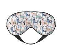 Llama Alpaca Cactus Soft Sleep Mask Adjustable Strap Light Blocking Reversible Comfortable Night Mask