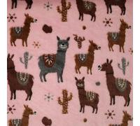 Llama Alpaca Cactus Super Soft Printed Cuddle Fleece Fabric Baby Blankets Craft (1 Metre, Pink 5048)