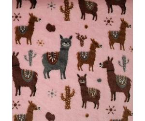Llama Alpaca Cactus Super Soft Printed Cuddle Fleece Fabric Baby Blankets Craft (1 Metre, Pink 5048)